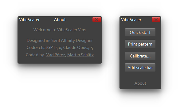 The About window showing the version and the authors.